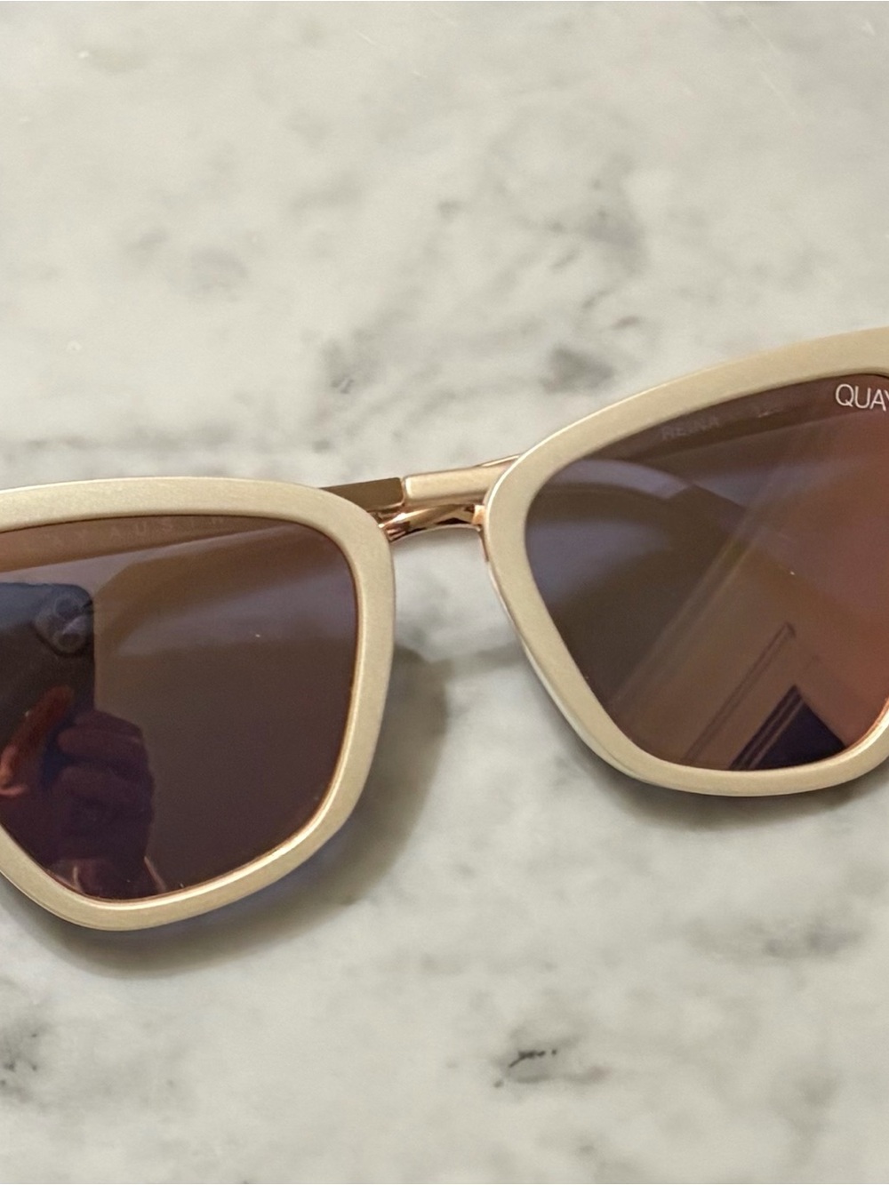 Ladies Quay Matte Cream Sunglasses with Brown Lenses